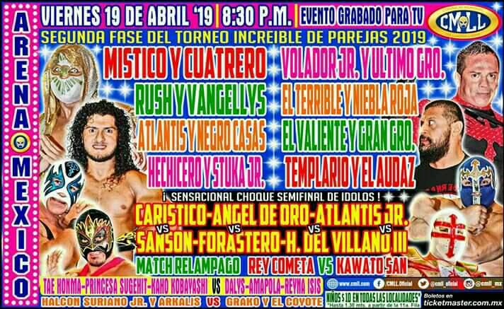 Carteleras de lucha libre del 18 al 23 de abril de 2019