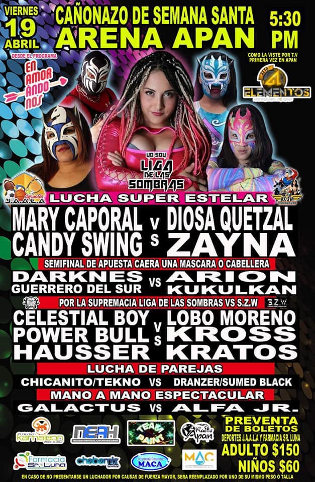 Carteleras de lucha libre del 18 al 23 de abril de 2019