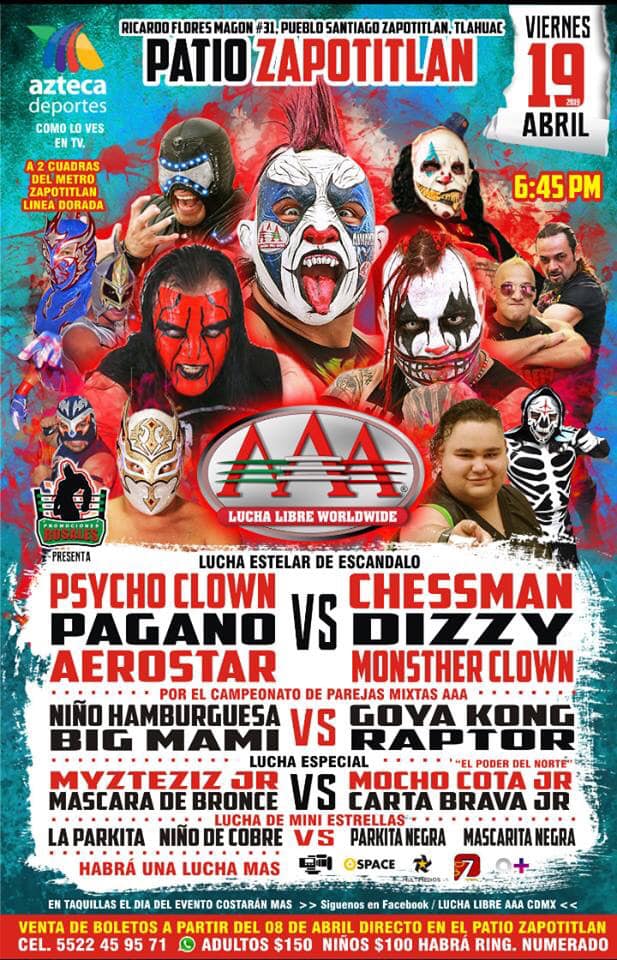 Carteleras de lucha libre del 18 al 23 de abril de 2019