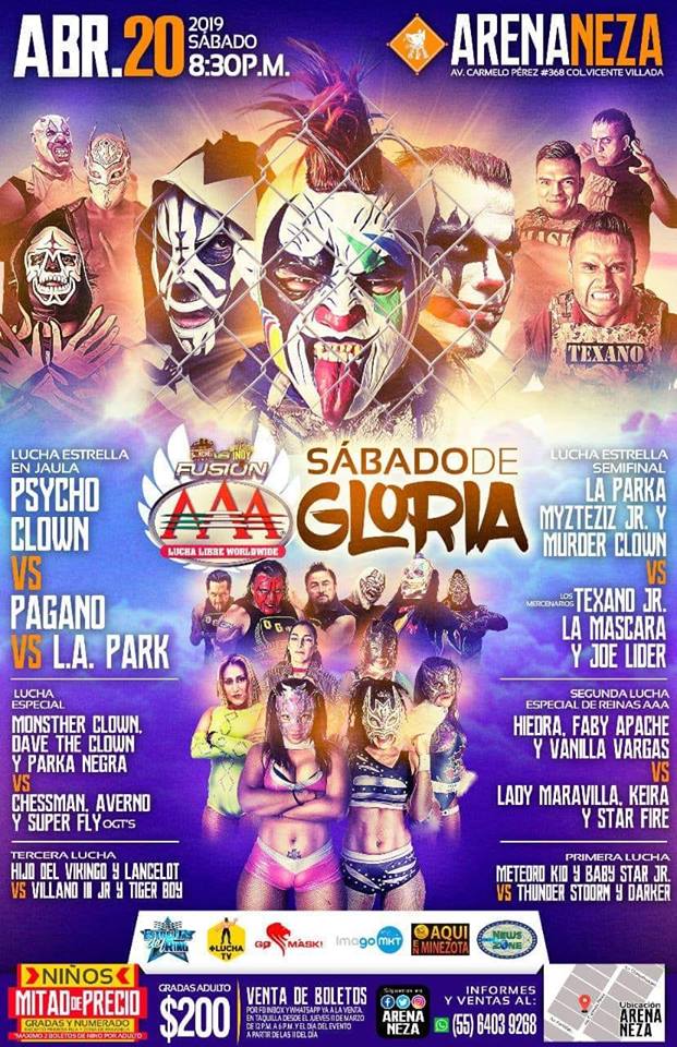 Carteleras de lucha libre del 18 al 23 de abril de 2019