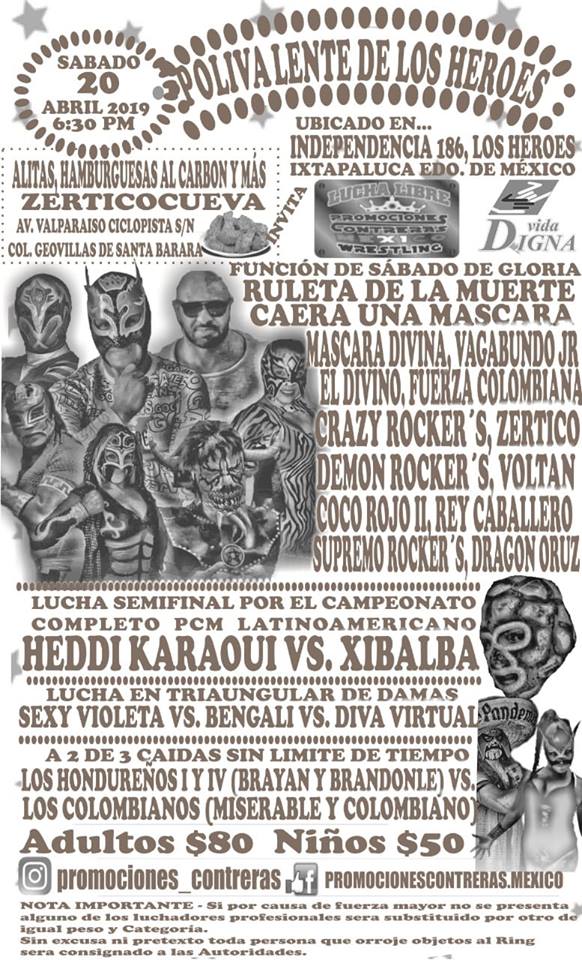 Carteleras de lucha libre del 18 al 23 de abril de 2019