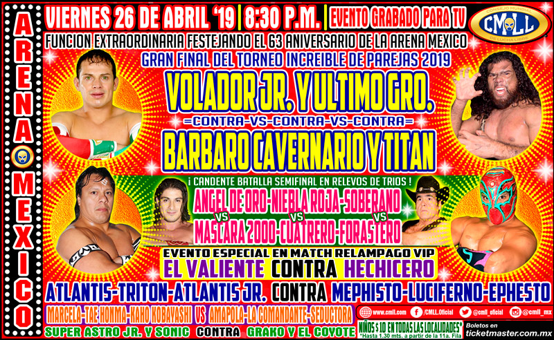 Carteleras de lucha libre del 25 al 30 de abril