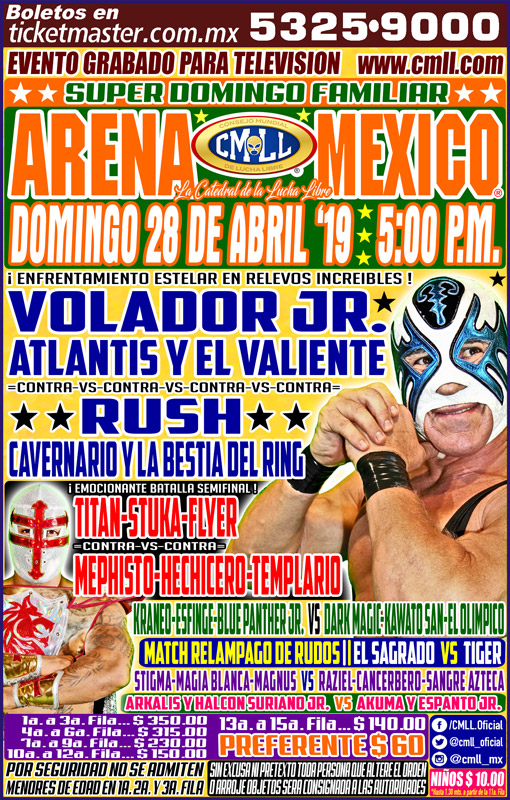 Carteleras de lucha libre del 25 al 30 de abril