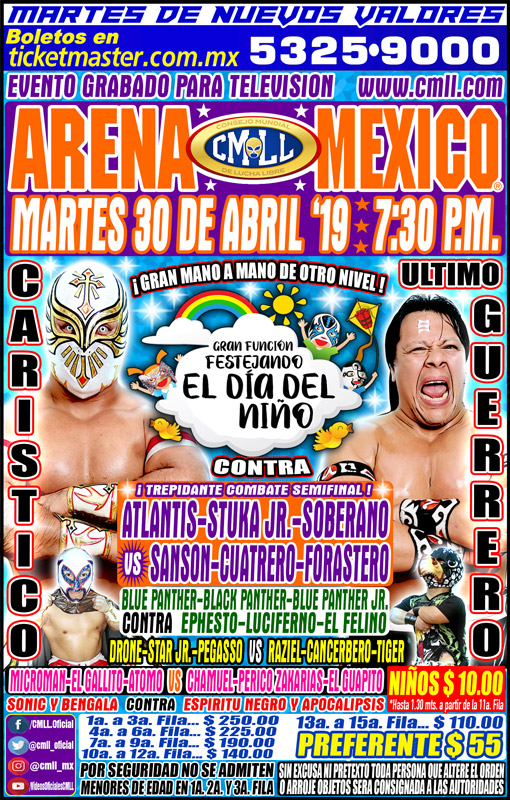 Carteleras de lucha libre del 25 al 30 de abril