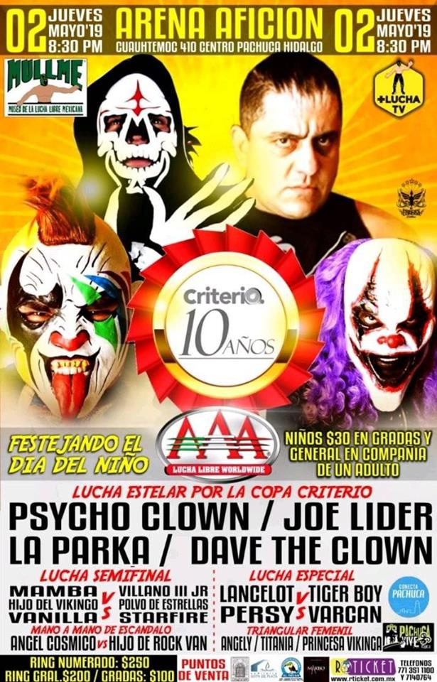 Los eventos de lucha libre que se realizarán del 2 al 8 de mayo.