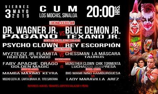 Los eventos de lucha libre que se realizarán del 2 al 8 de mayo.