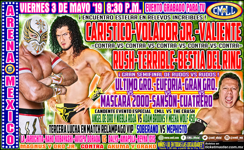 Los eventos de lucha libre que se realizarán del 2 al 8 de mayo.