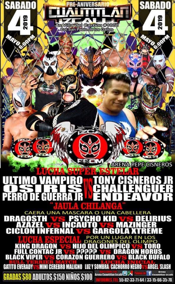 Los eventos de lucha libre que se realizarán del 2 al 8 de mayo.