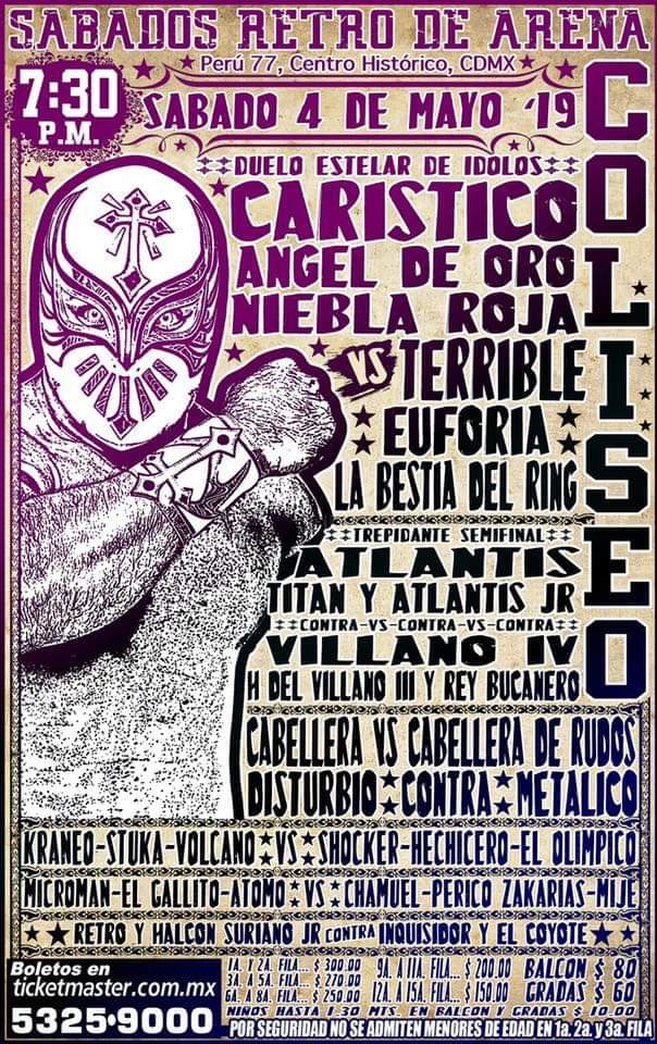 Los eventos de lucha libre que se realizarán del 2 al 8 de mayo.