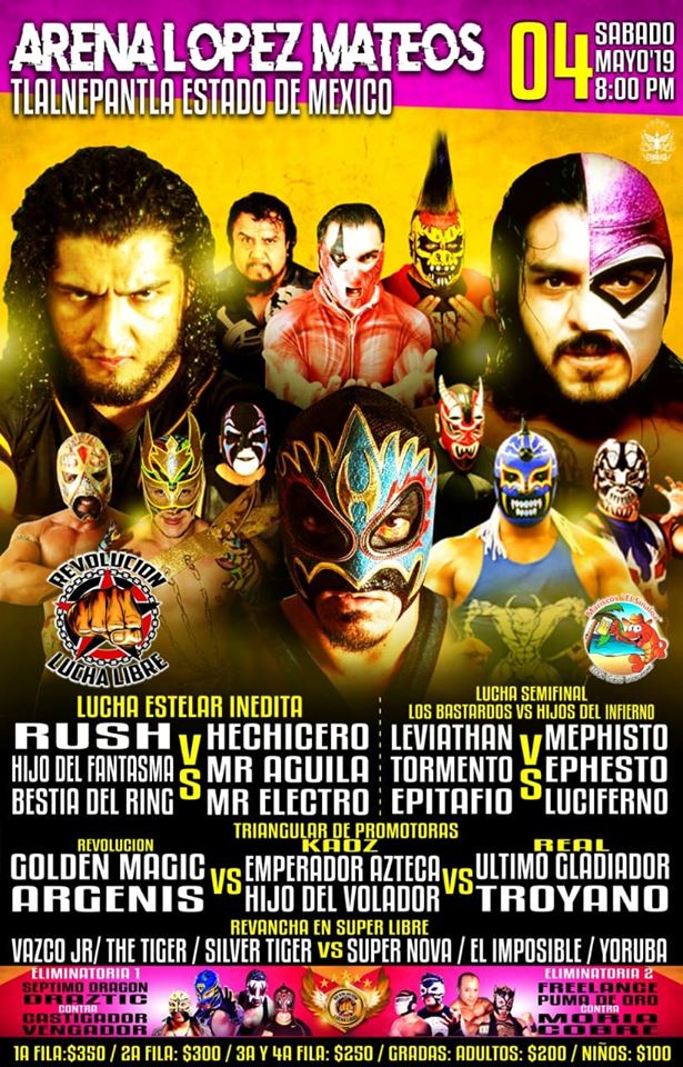 Los eventos de lucha libre que se realizarán del 2 al 8 de mayo.