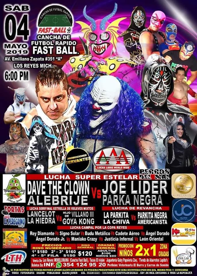 Los eventos de lucha libre que se realizarán del 2 al 8 de mayo.