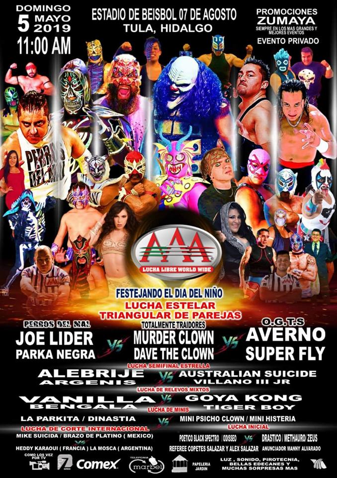Los eventos de lucha libre que se realizarán del 2 al 8 de mayo.