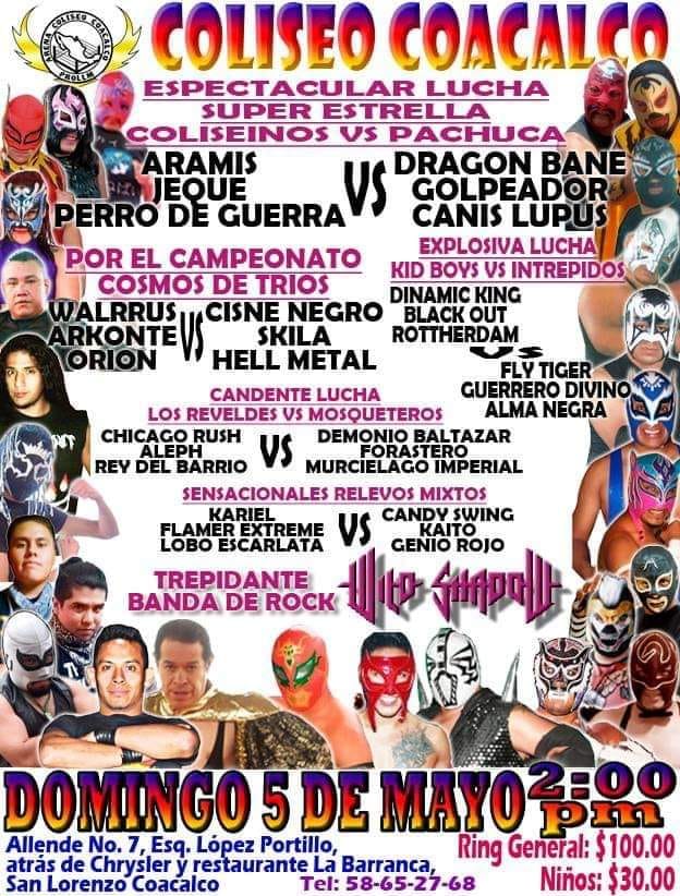 Los eventos de lucha libre que se realizarán del 2 al 8 de mayo.