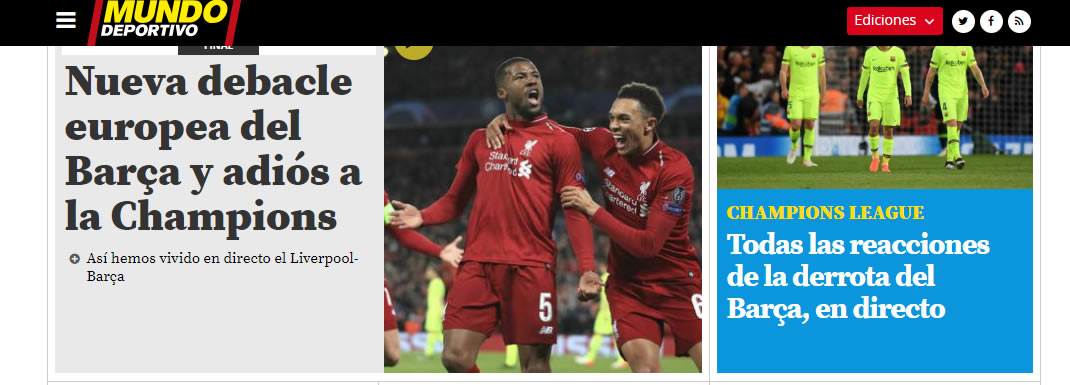 La prensa sobre el Liverpool-Barcelona