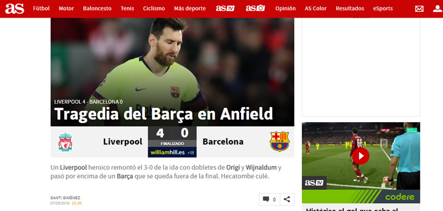 La prensa sobre el Liverpool-Barcelona