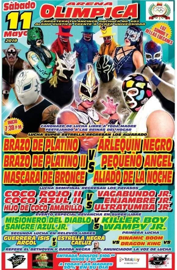 Carteleras de lucha libre del 9 al 14 de mayo de 2019