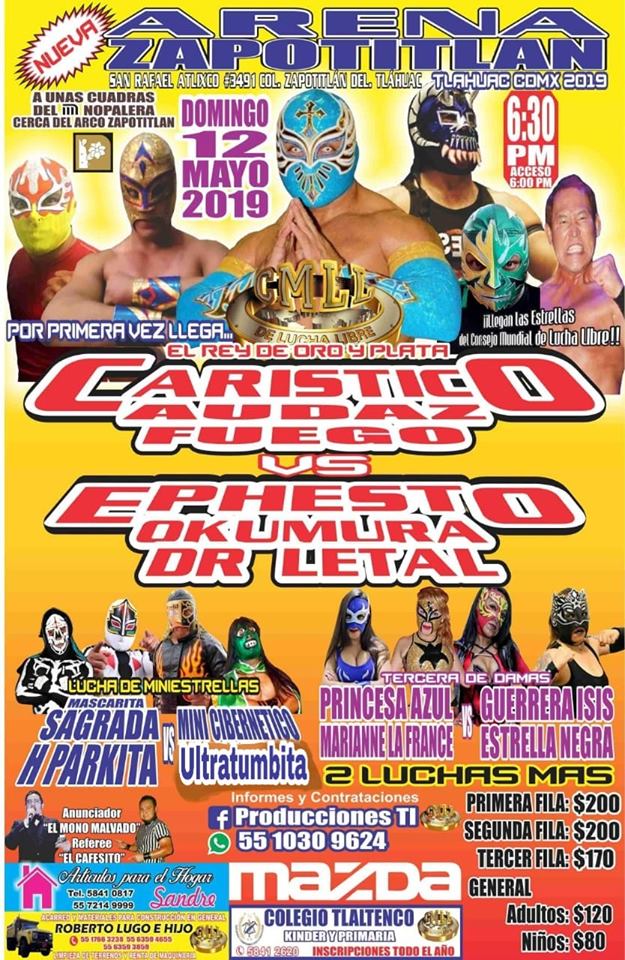 Carteleras de lucha libre del 9 al 14 de mayo de 2019