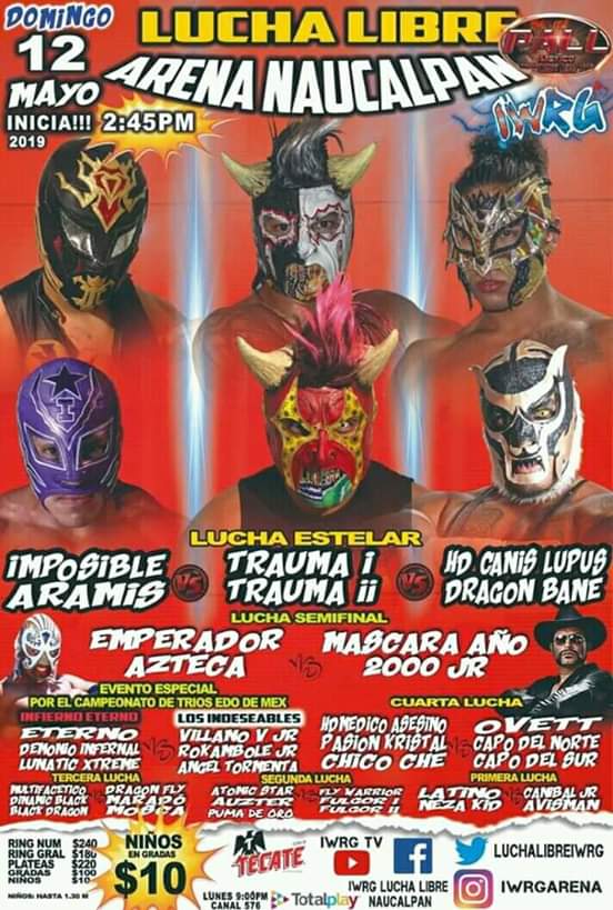 Carteleras de lucha libre del 9 al 14 de mayo de 2019