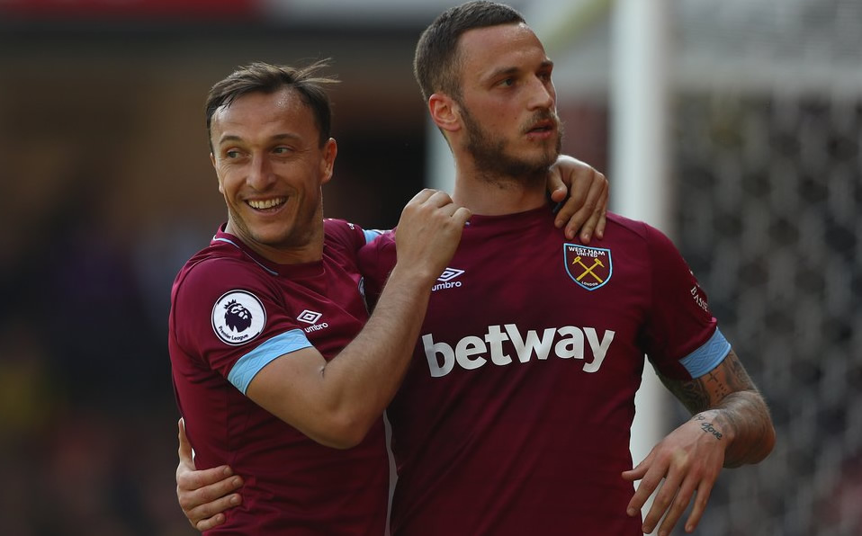 Arnautovic, Lanzini y Noble en dos ocasiones marcaron para la victoria de los Hammers. (Foto: @WestHamUtd)