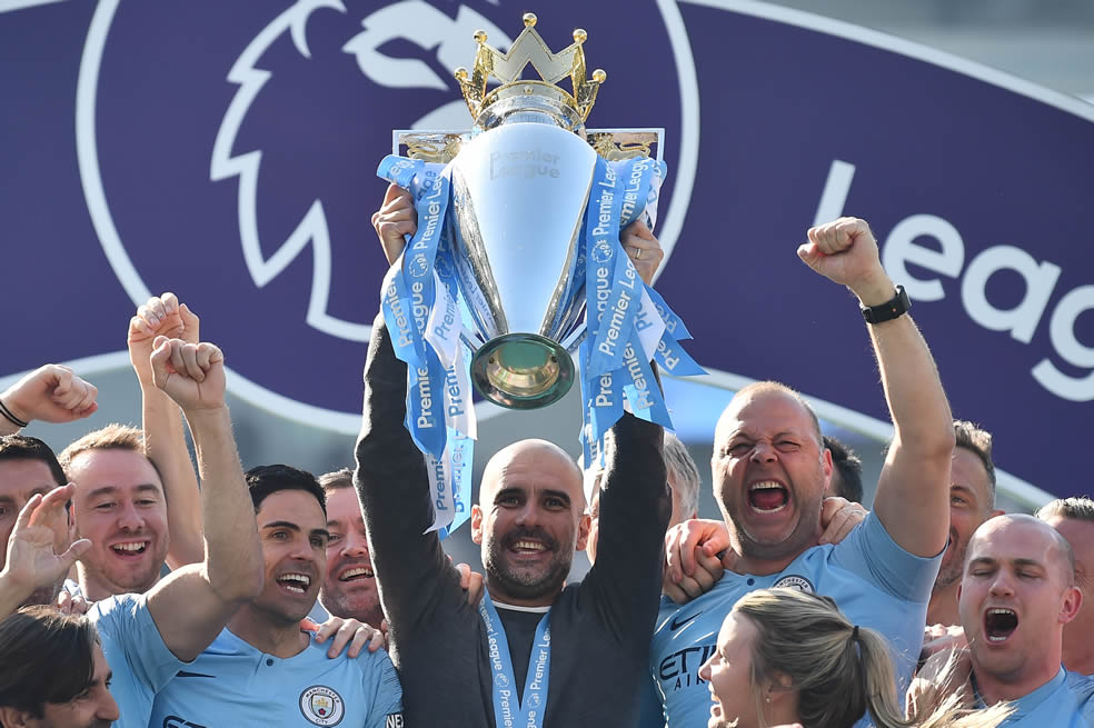 Manchester City consigue el bicampeonato en la Premier League. (Foto: AFP)