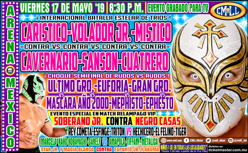 Carteleras de lucha libre del 16 al 21 de mayo 2019