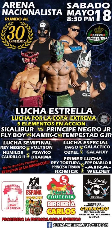 Carteleras de lucha libre del 16 al 21 de mayo 2019