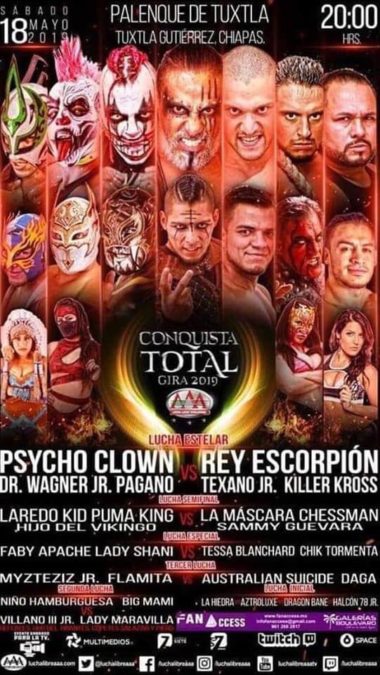 Carteleras de lucha libre del 16 al 21 de mayo 2019