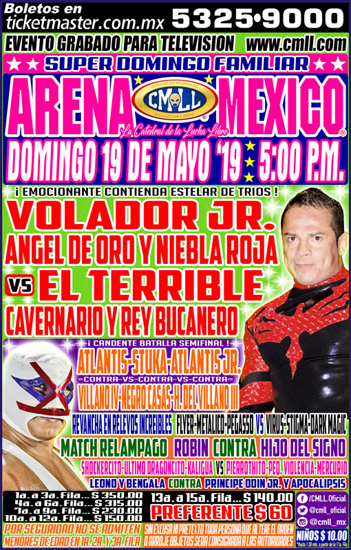 Carteleras de lucha libre del 16 al 21 de mayo 2019