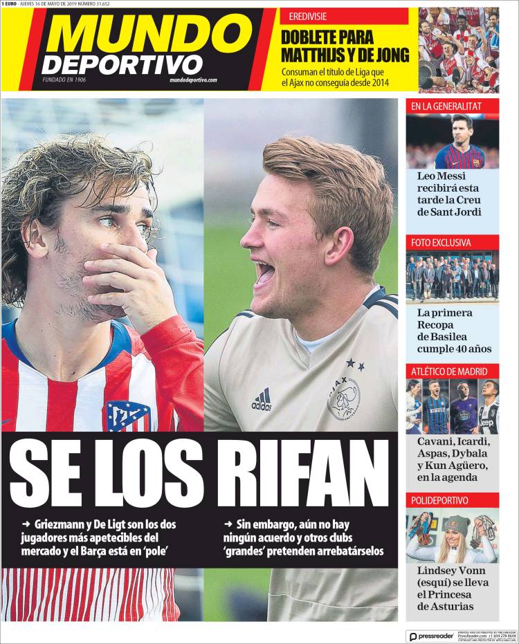Las portadas deportivas para este jueves