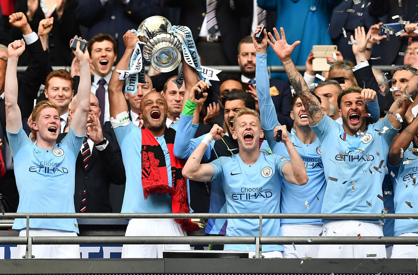 El Manchester City celebra el título de la FA Cup. Foto: AFP