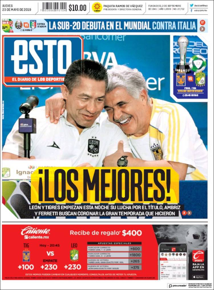 No te pierdas la información deportiva de la prensa escrita alrededor del mundo.