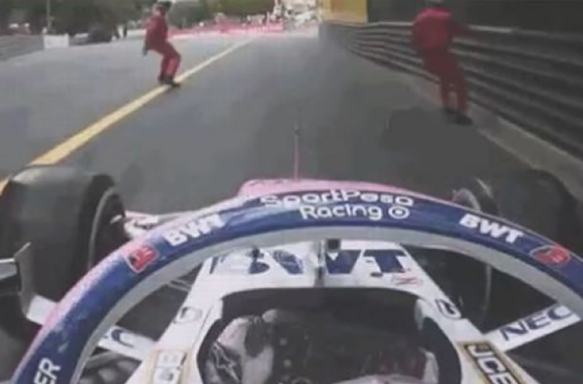 Checo logró bajar la velocidad para evitar el accidente.