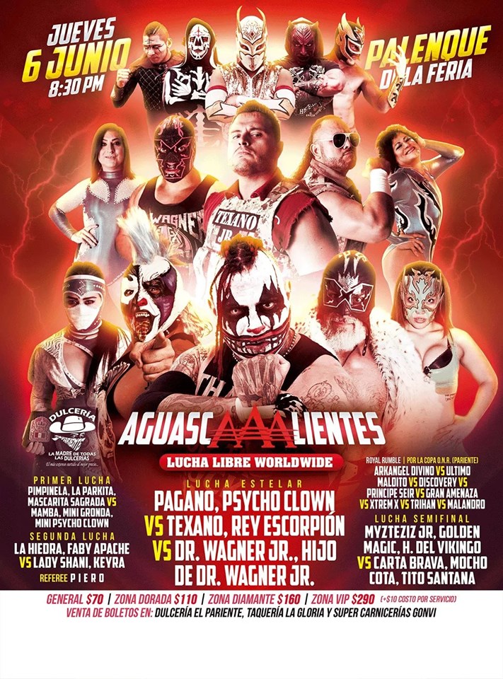 Los eventos de lucha libre que se realizarán del 6 al 12 de junio.