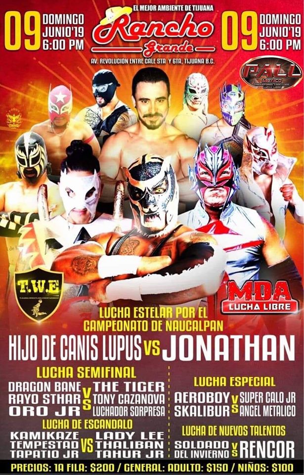 Los eventos de lucha libre que se realizarán del 6 al 12 de junio.