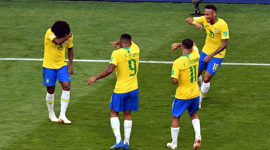 Neymar fue quien organizó el peculiar festejo. (Foto: AFP)