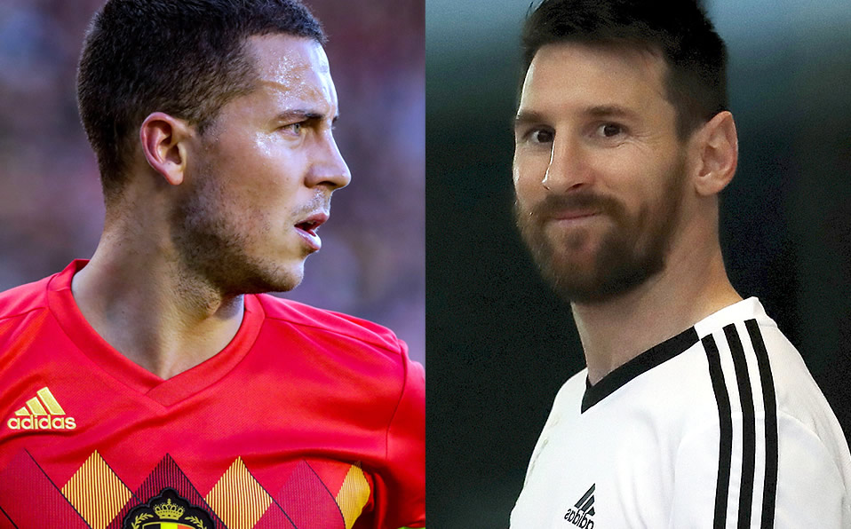 Eden Hazard y Lionel Messi (Agencias)