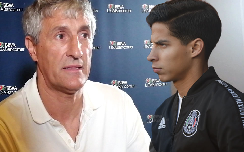 Quique Setién y Diego Lainez (MT / Mexsport)