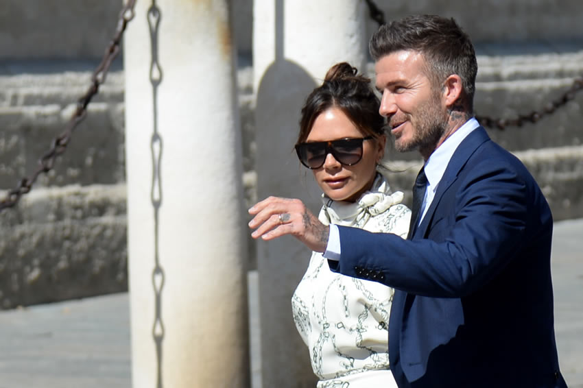 David y Victoria Beckham a su llegada a la boda de Sergio Ramos y Pilar Rubio.