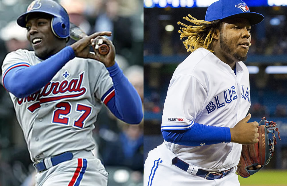 Vladimir Guerrero Sr. y Jr. El padre está en el Salón de la Fama del Beisbol y su hijo recién debutó esta temporada.