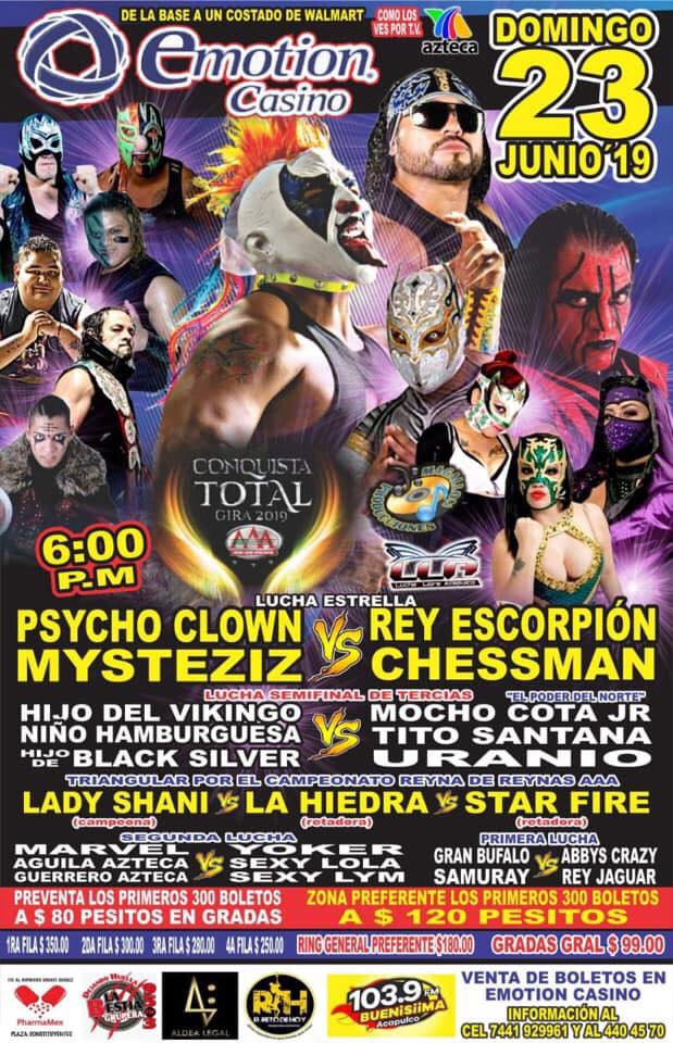 Los eventos de lucha libre que se realizarán del 20 al 26 de junio.