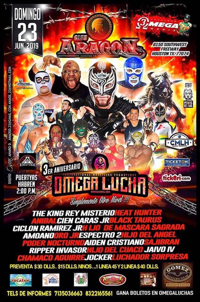 Los eventos de lucha libre que se realizarán del 20 al 26 de junio.