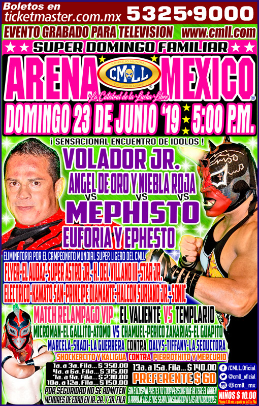 Los eventos de lucha libre que se realizarán del 20 al 26 de junio.
