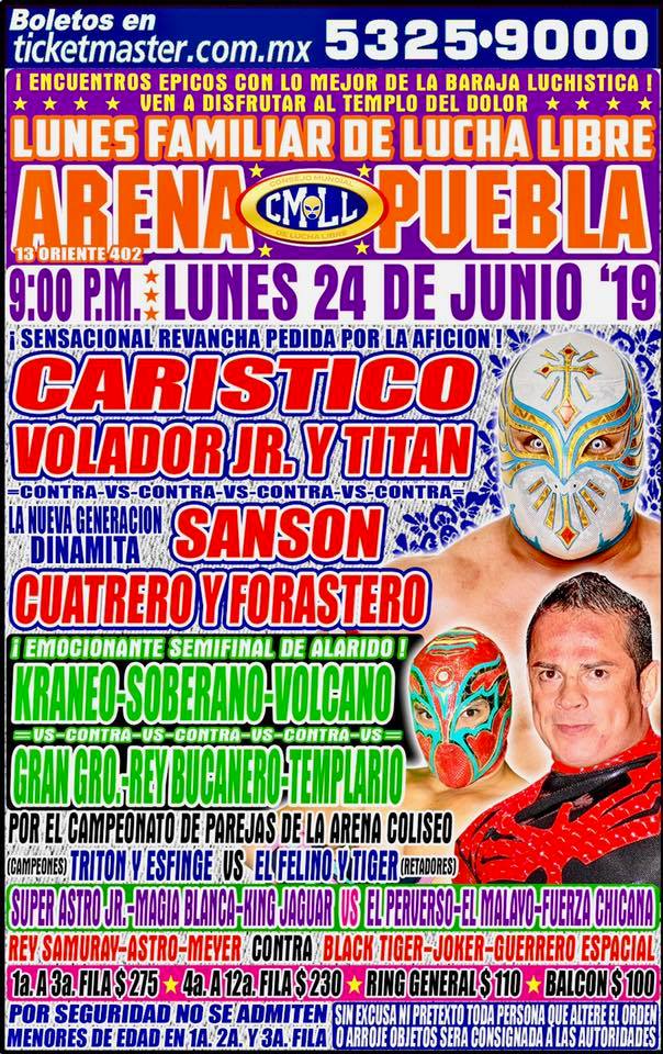 Los eventos de lucha libre que se realizarán del 20 al 26 de junio.