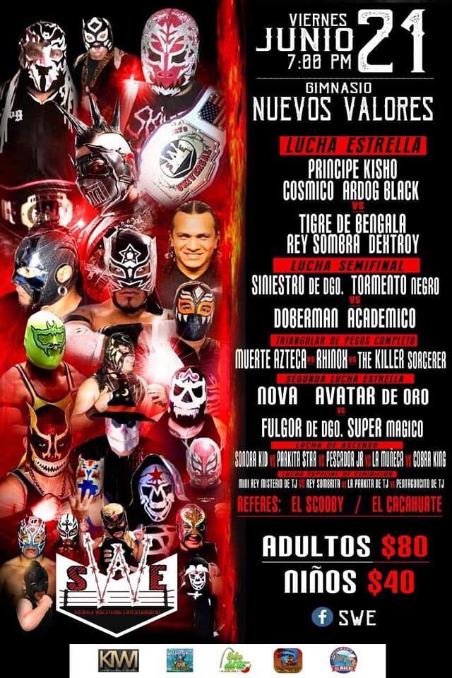 Los eventos de lucha libre que se realizarán del 20 al 26 de junio.