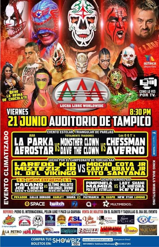 Los eventos de lucha libre que se realizarán del 20 al 26 de junio.