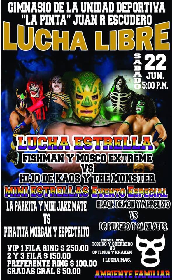 Los eventos de lucha libre que se realizarán del 20 al 26 de junio.