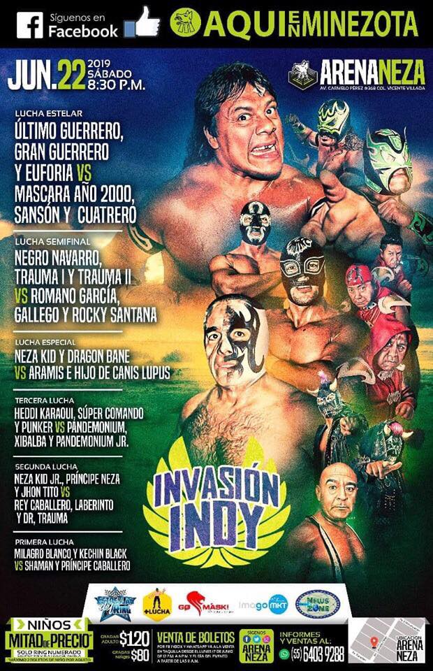 Los eventos de lucha libre que se realizarán del 20 al 26 de junio.