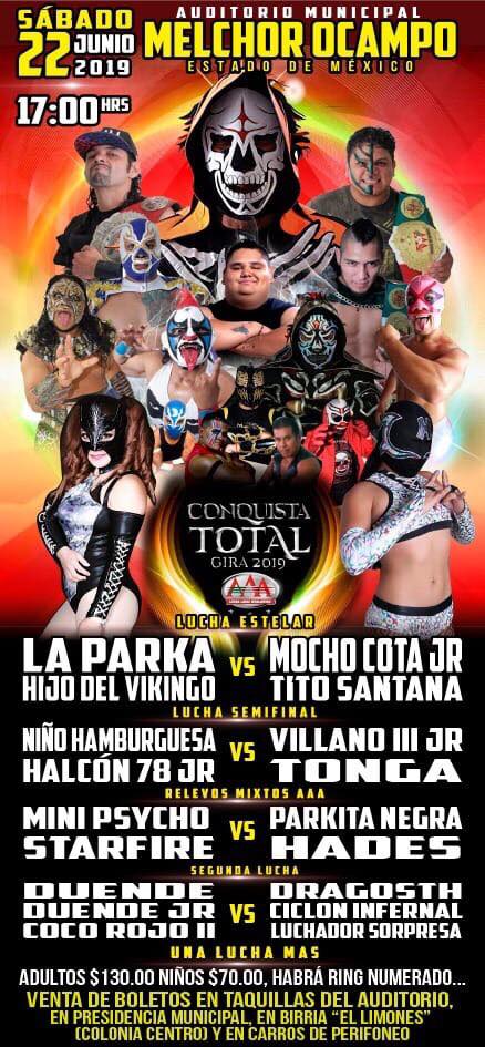 Los eventos de lucha libre que se realizarán del 20 al 26 de junio.