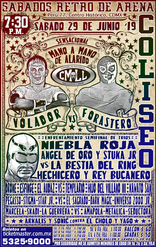 Los eventos de lucha libre que se realizarán del 27 de junio al 3 de julio.