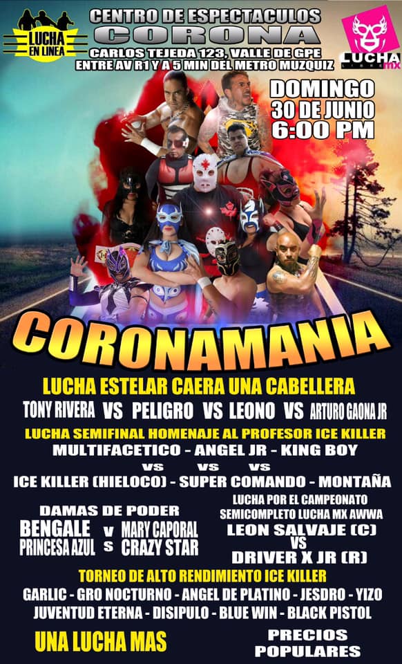 Los eventos de lucha libre que se realizarán del 27 de junio al 3 de julio.